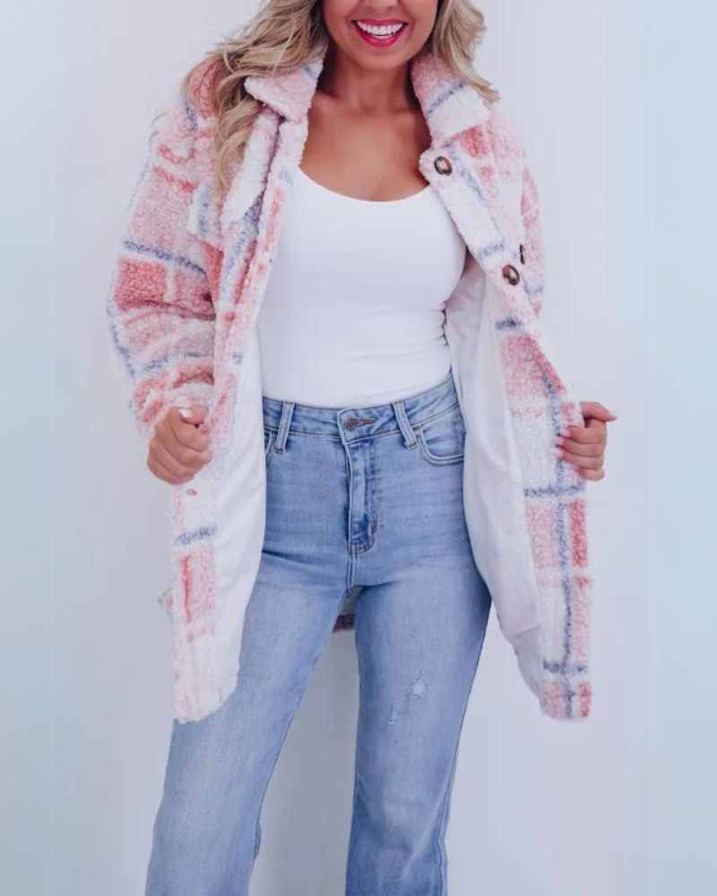 Elinara - Polar Fleece Plaid Jacket (Copy)