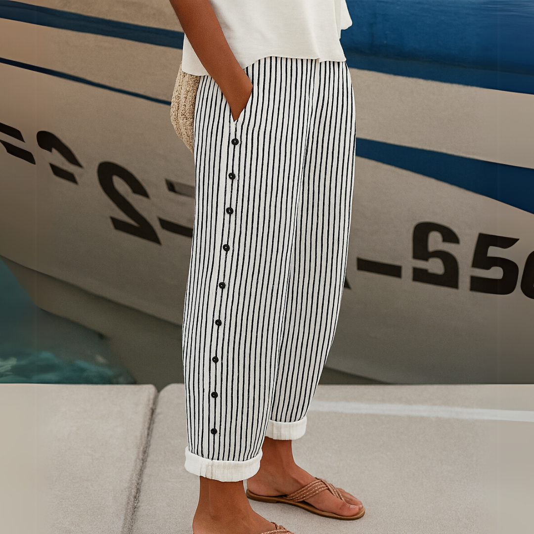 Kate | Stylish Striped Button Pants