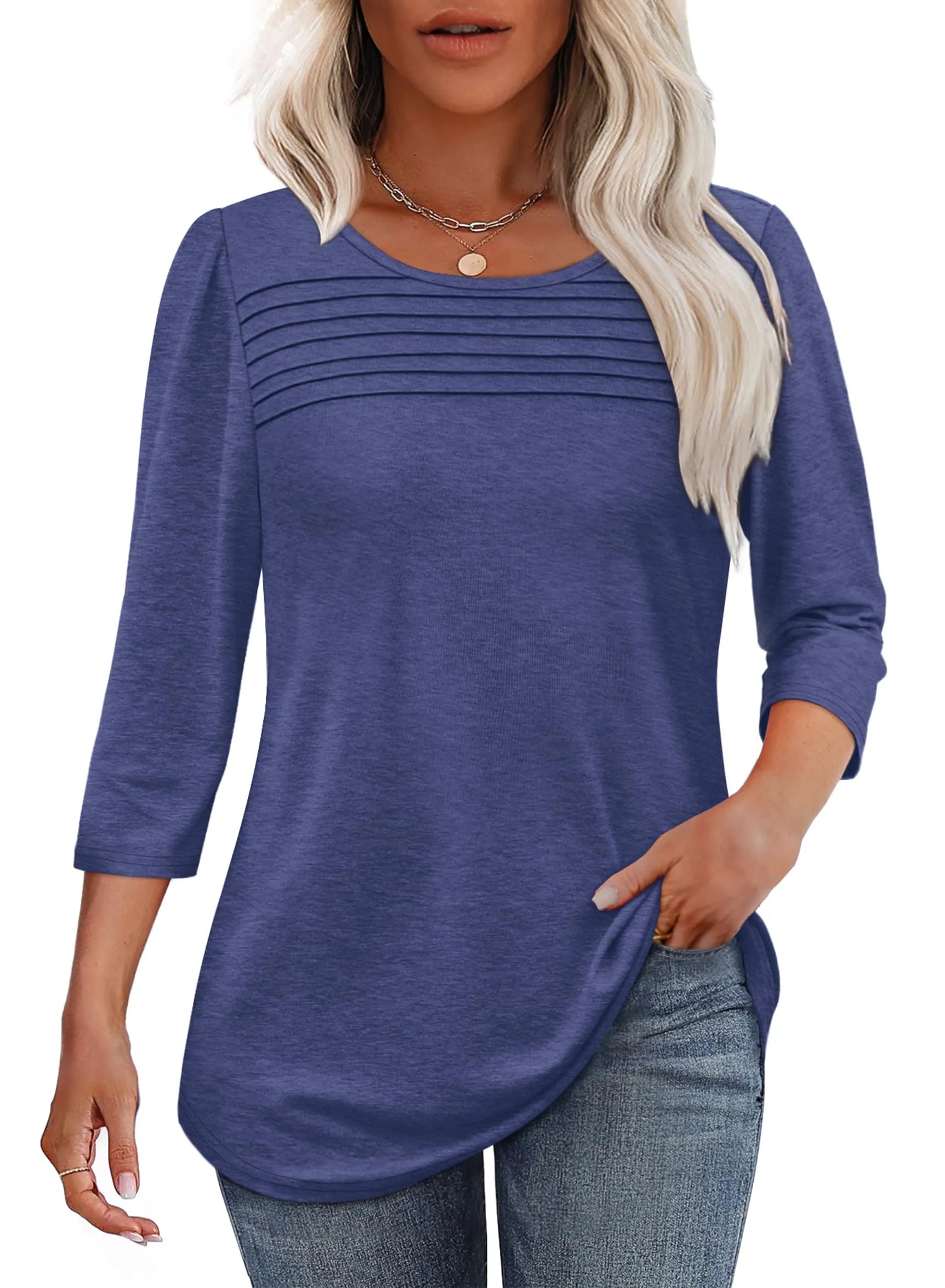 Mona | Pleated 3/4 Sleeve Top